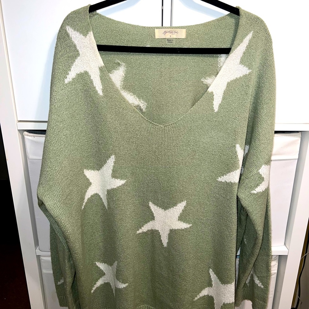 Olive Green Star Sweater!